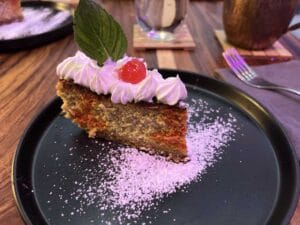 a slice of cake on a plate